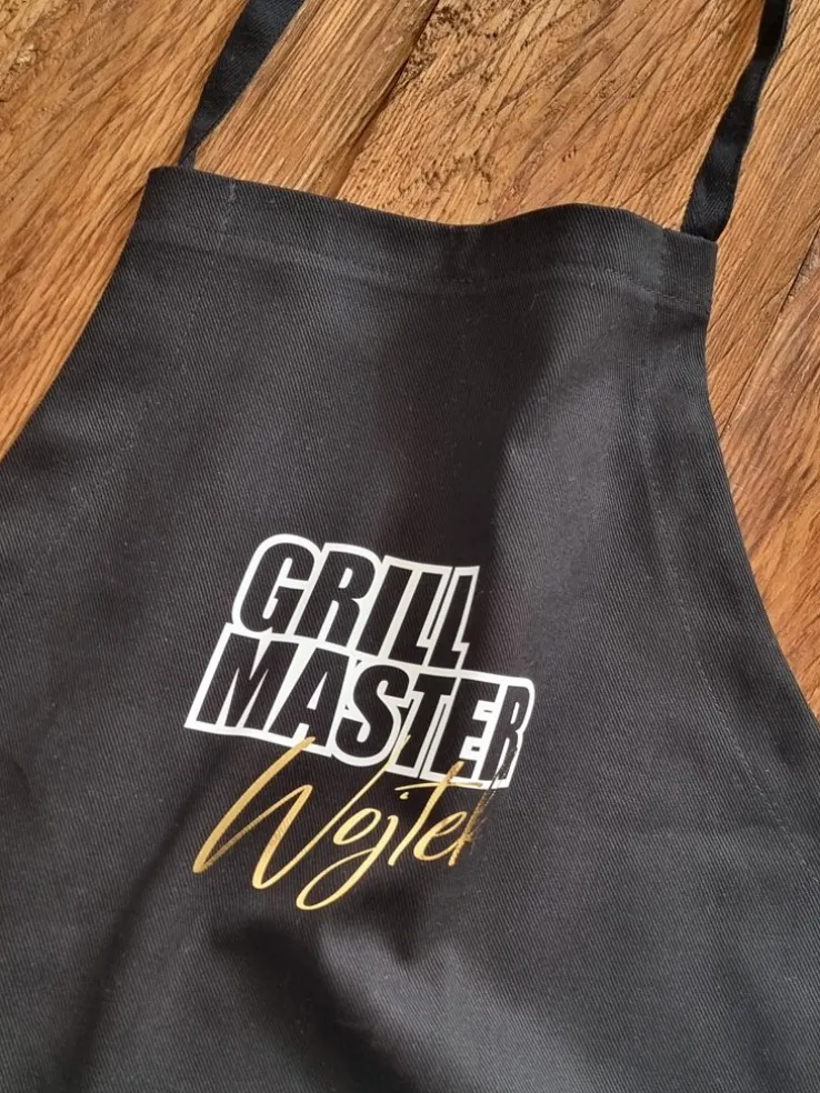 Fartuch kuchenny z nadrukiem Grill master + imię