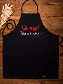 Fartuch kuchenny z nadrukiem Uwaga! tata w kuchni