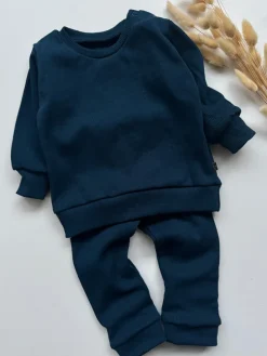 Granatowy komplet prążkowany (bluza + getry) rozmiar 74