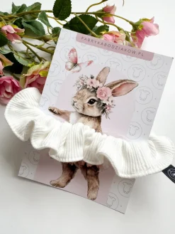 Gumka scrunchie do włosów ecru prążek