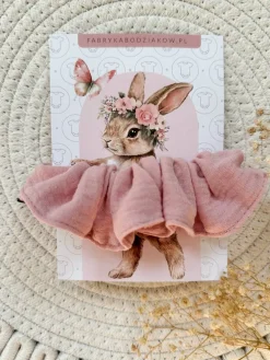 Gumka scrunchie do włosów muślinowa brudny róż
