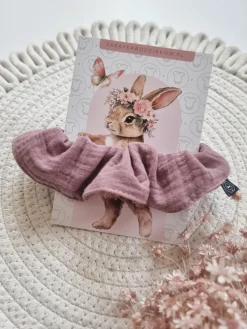 Gumka scrunchie do włosów muślinowa wrzosowa