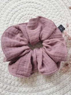 Gumka scrunchie do włosów muślinowa wrzosowa