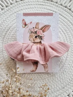 Gumka scrunchie do włosów muślinowa pudrowy róż