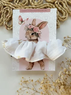 Gumka scrunchie do włosów muślinowa złote motylki