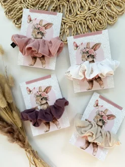 Gumka scrunchie do włosów muślinowa jasny beż