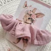 Gumka scrunchie do włosów różowa złote paseczki