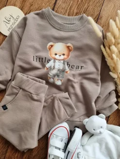 Kawowy komplet dresowy Little Bear bluza + spodnie