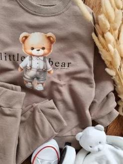 Kawowy komplet dresowy Little Bear bluza + spodnie