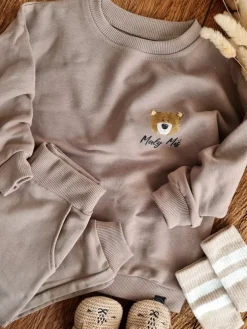Kawowy komplet dresowy mały miś bluza + spodnie