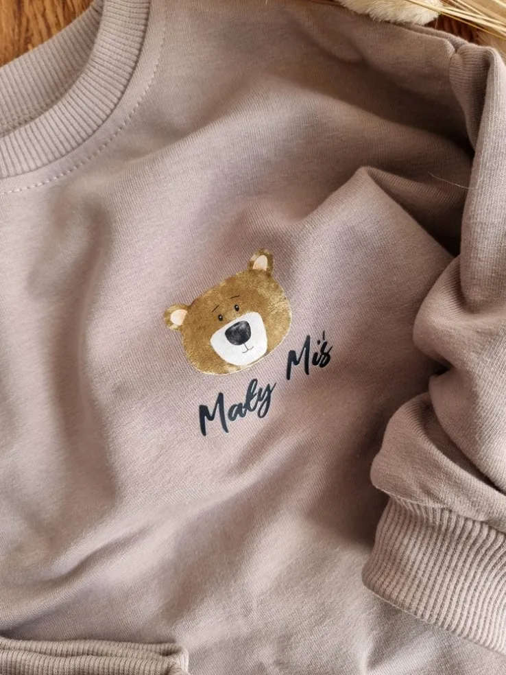 Kawowy komplet dresowy mały miś bluza + spodnie