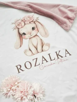 Kocyk dla niemowląt słodki pluszowy zajączek