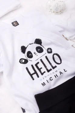 Komplet body Panda Hello Jestem… + półśpiochy lub spodnie