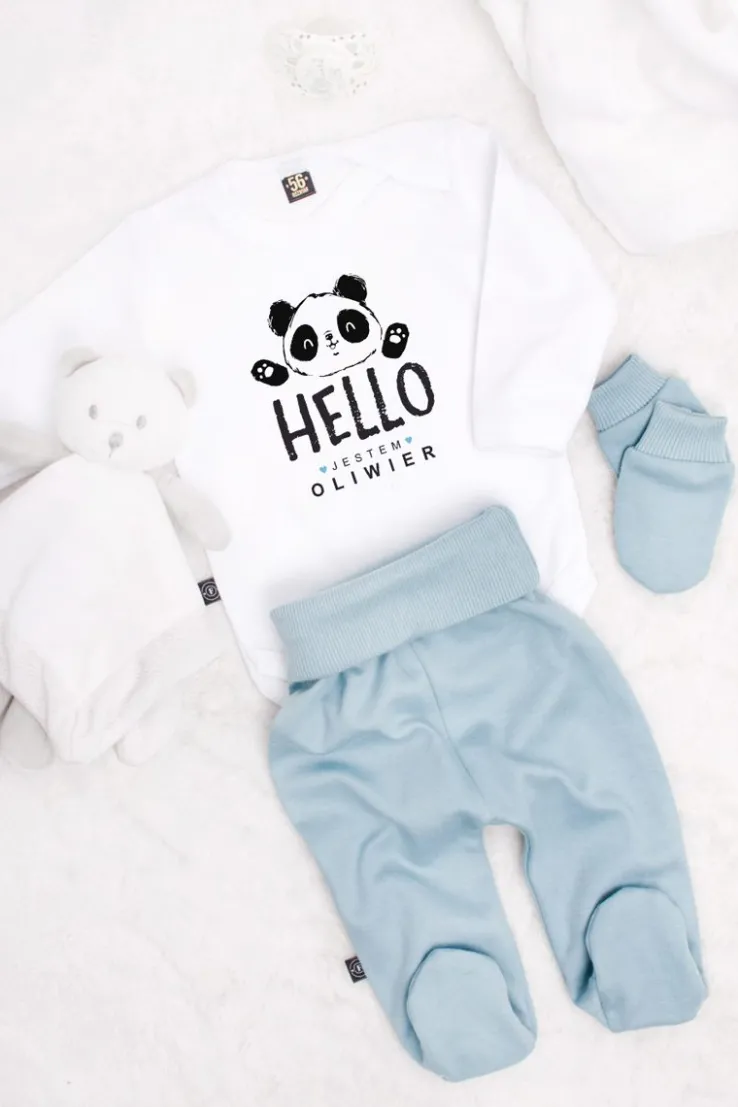 Komplet body Panda Hello Jestem… + półśpiochy lub spodnie