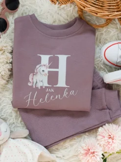 Komplet dla dziecka jednorożec z inicjałem