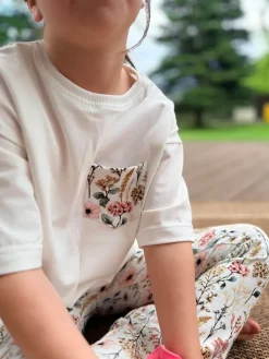 Komplet dla dziecka koszulka z kieszonką + legginsy hortensje