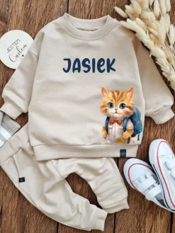 Komplet dla dziecka kotek z plecakiem (bluza + spodnie)