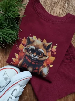 Komplet dla dziecka lisek w jesiennych liściach