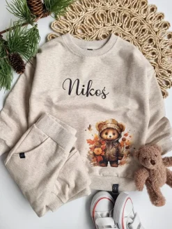 Komplet dla dziecka miś z jesiennym bukietem