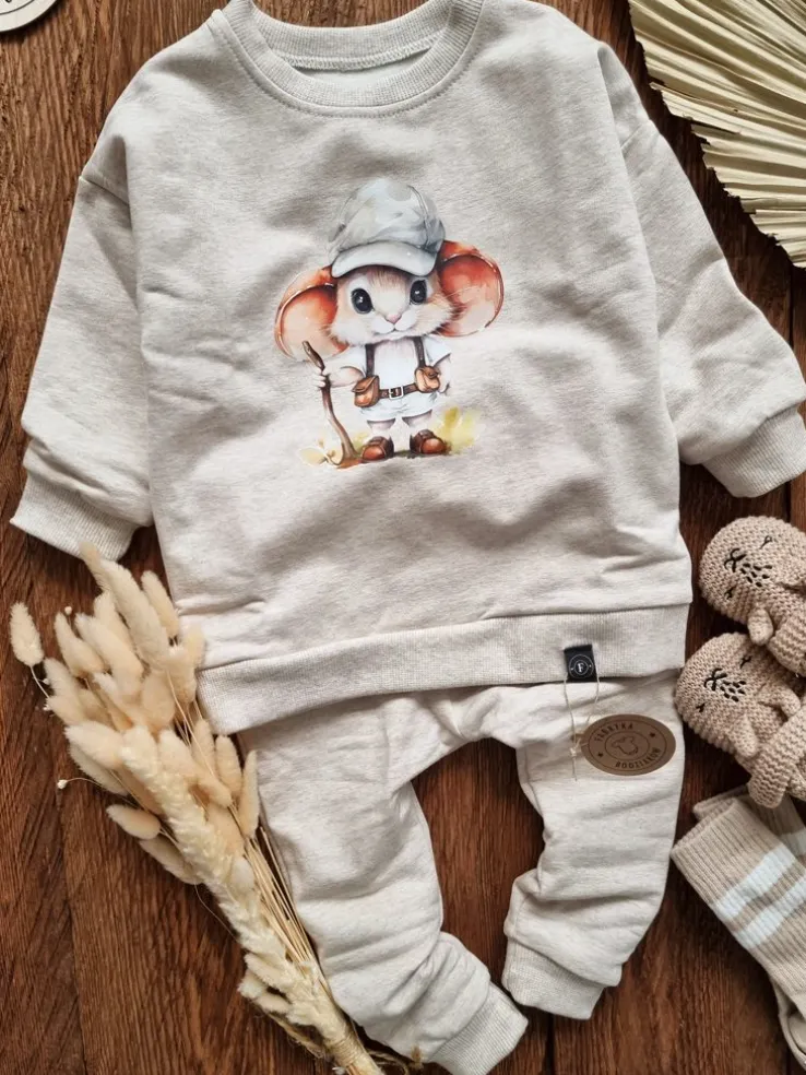 Komplet dla dziecka myszka podróżnik bluza + spodnie