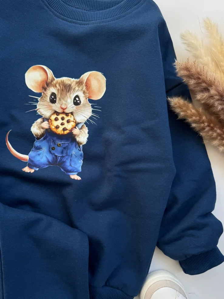 Komplet dla dziecka myszka w ogrodniczkach (bluza + spodnie)