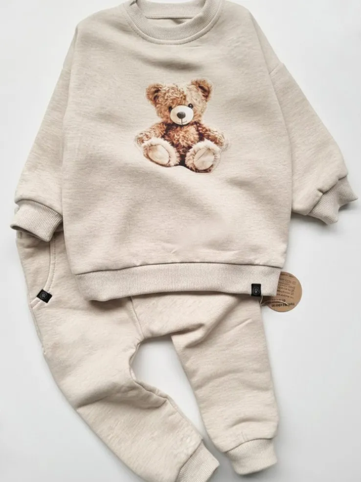 Komplet dla dziecka pluszowy misio bluza + spodnie