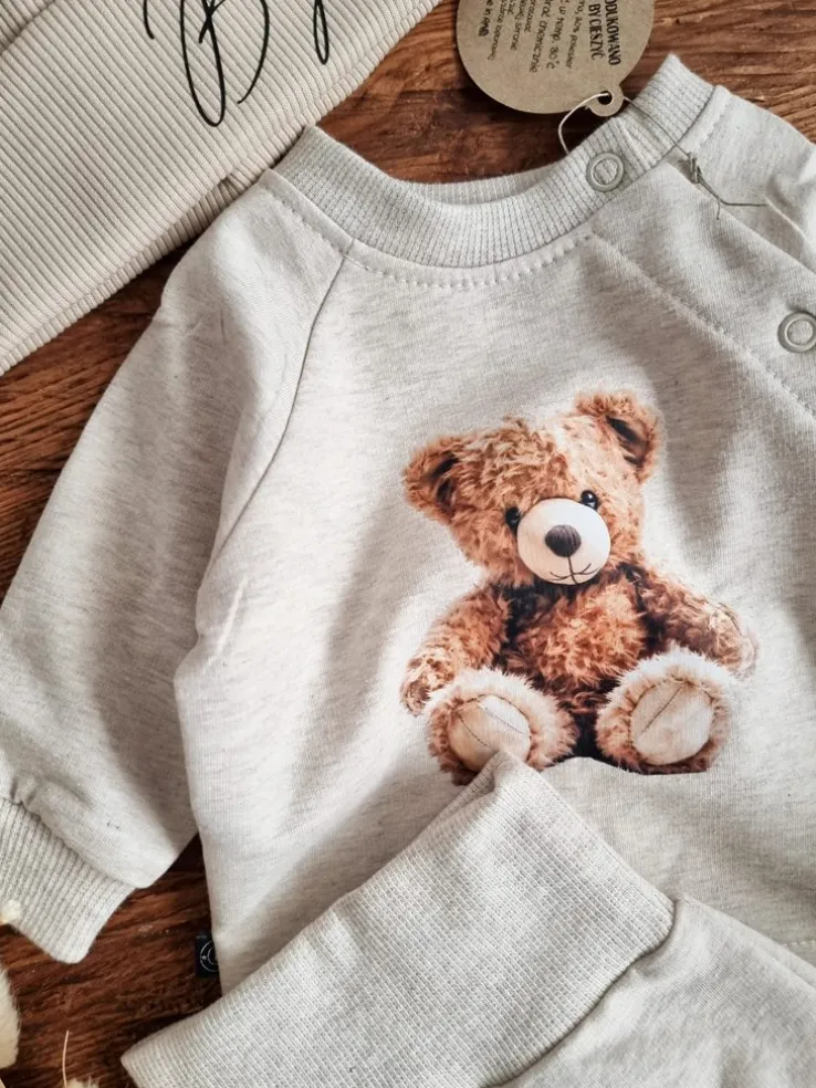 Komplet dla dziecka pluszowy misio bluza + spodnie