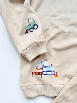 Komplet dla dziecka z nadrukiem maszyn budowlanych (bluza + spodnie)