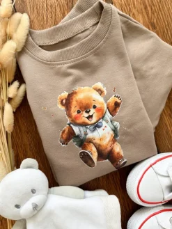 Komplet dla dziecka z nadrukiem misia (bluza + spodnie)