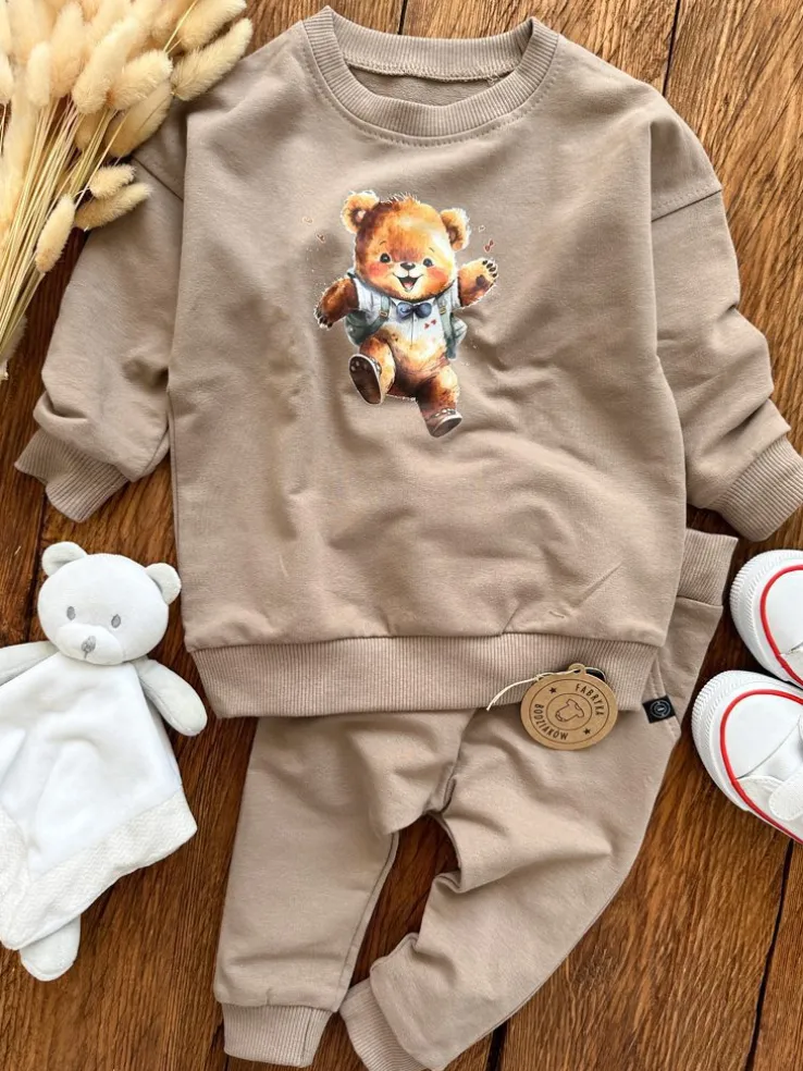 Komplet dla dziecka z nadrukiem misia (bluza + spodnie)