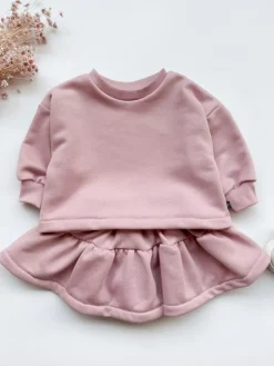 Komplet dla dziewczynki brudny róż bluza + spódniczka