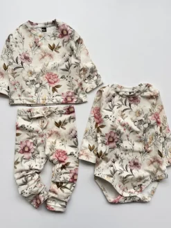 Komplet dla dziewczynki kwiaty vintage 3el.