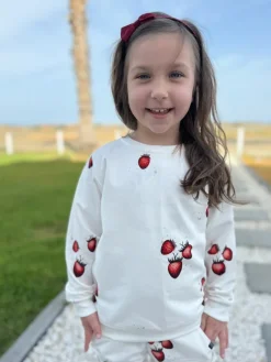 Komplet dla dziewczynki truskawki bluza+ szorty
