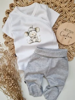 Komplet dla niemowlaka myszka w czapeczce