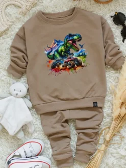 Komplet dresowy kolorowy t-rex (bluza + spodnie)