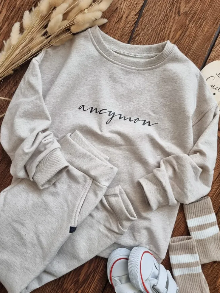 Komplet dzianinowy beż melanż ancymon
