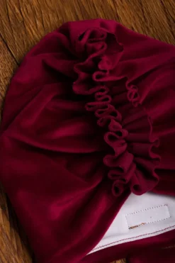 Komplet welurowy bordowy turban + chusta