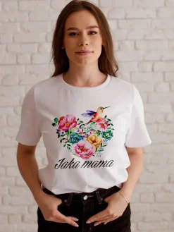Koszulka damska kwiatowe serce koliberek