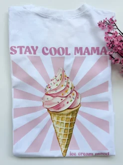 Koszulka damska z nadrukiem stay cool mama