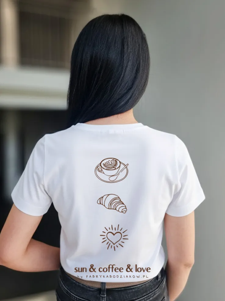 Koszulka damska z nadrukiem sun coffee love