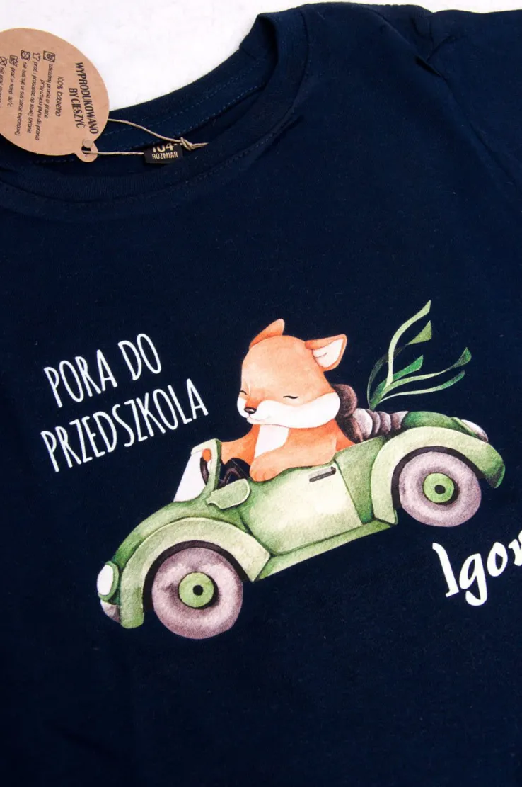 Koszulka dla dziecka pora do przedszkola + imię