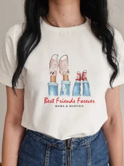 Koszulka dla mamy z nadrukiem trampek Best Friends Forever
