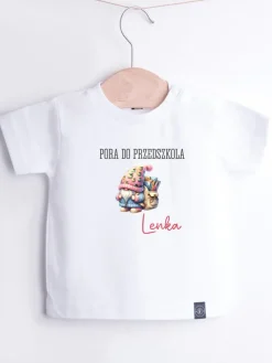 Koszulka dziecięca krasnoludek z plecakiem pora do przedszkola