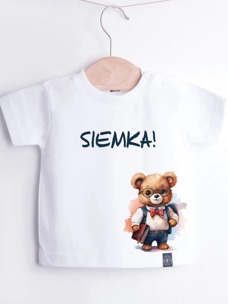 Koszulka dziecięca misiek w okularach Siemka!