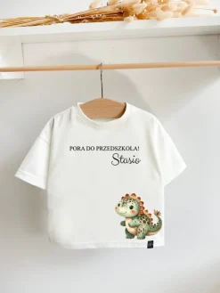 Koszulka dziecięca z dinozaurem pora do przedszkola