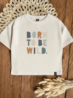 Koszulka dziecięca z kolorowym napisem born to be wild