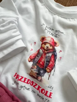 Koszulka dziecięca z nadrukiem misia gotowa na przedszkole