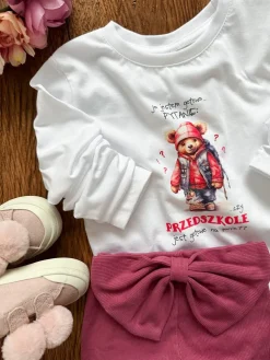 Koszulka dziecięca z nadrukiem misia gotowa na przedszkole