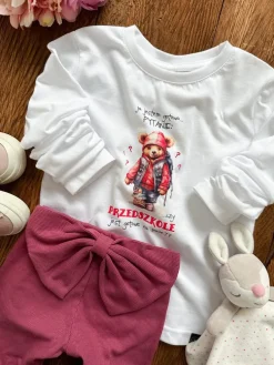 Koszulka dziecięca z nadrukiem misia gotowa na przedszkole