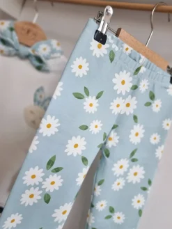 Legginsy dziecięce błękitne stokrotki